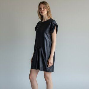 Cos Dress 34 US 2 Shiny Black Short Sleeve Basic Minimalist